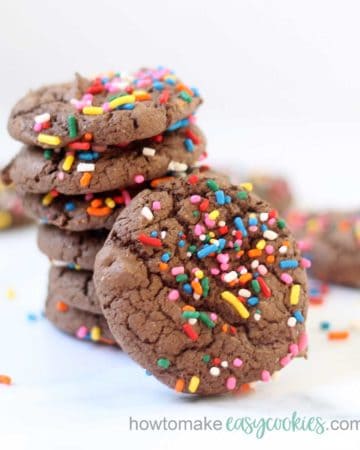 3-ingredient chocolate cake mix cookies with rainbow sprinkles