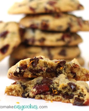 Chewy chocolate chip cranberry orange cookies recipe image.