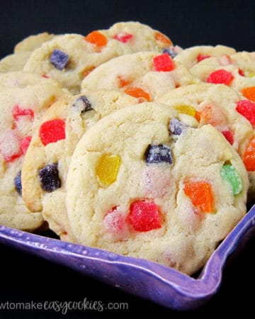 Gumdrop Cookies filled with colorful fruit-flavored gumdrops.