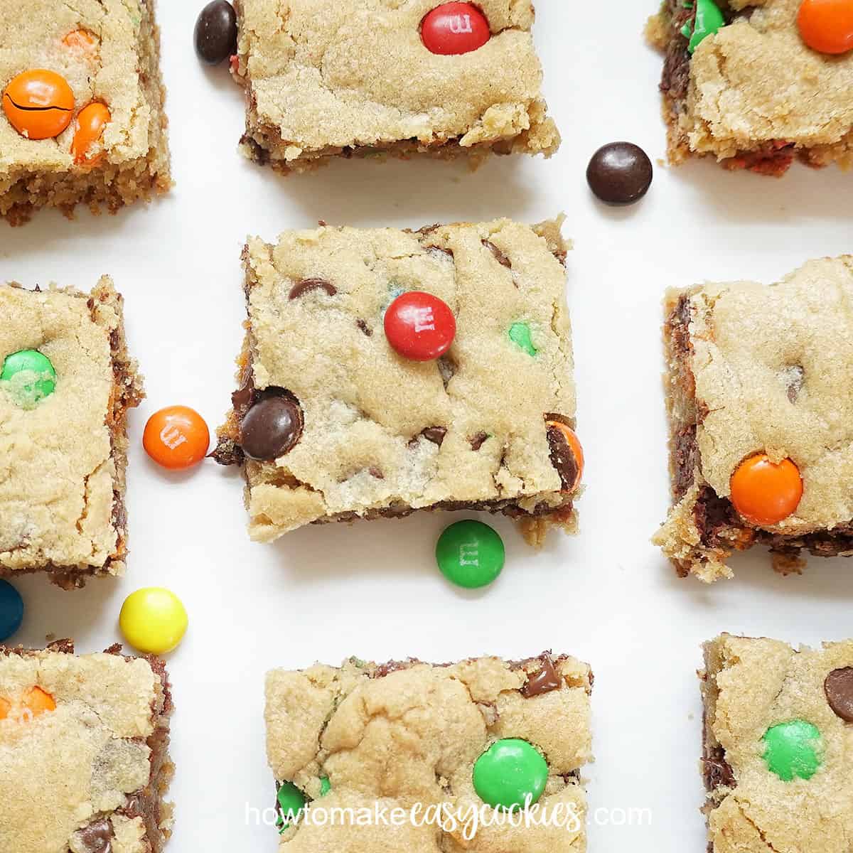 colorful M and M bar cookies 