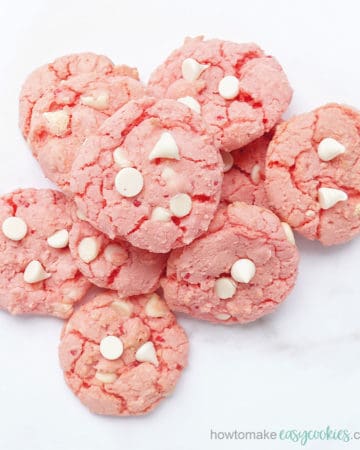 strawberry cake mix cookies with white chocolate chips