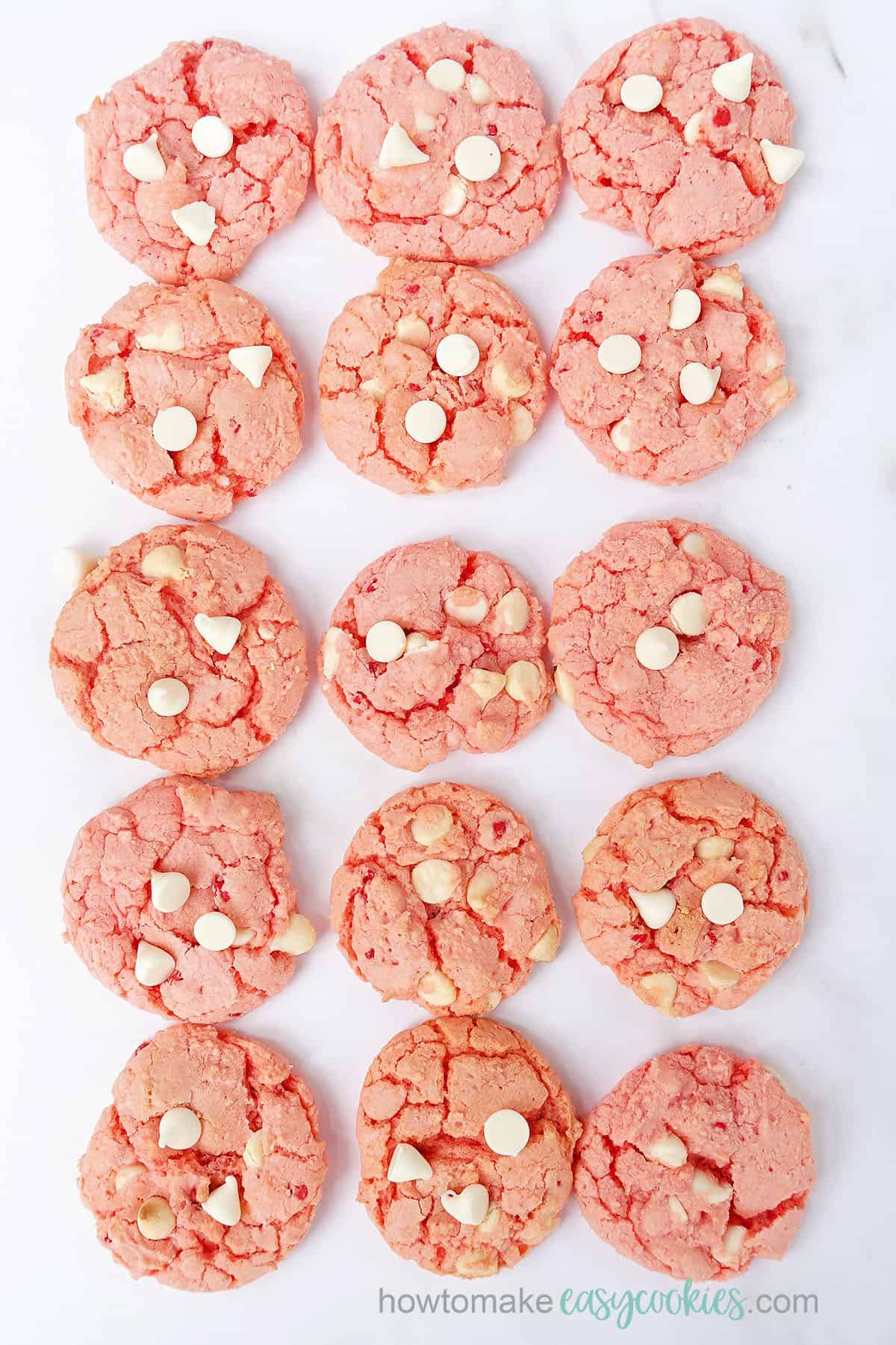 strawberry cake mix cookies with white chocolate chips