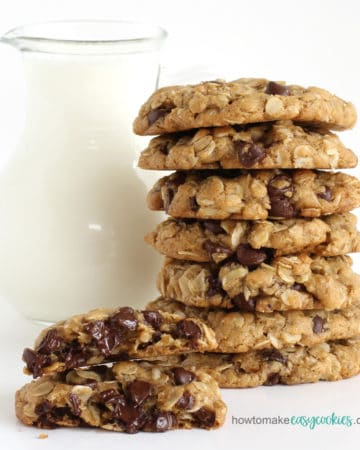the best chocolate chip oatmeal cookies served with milk