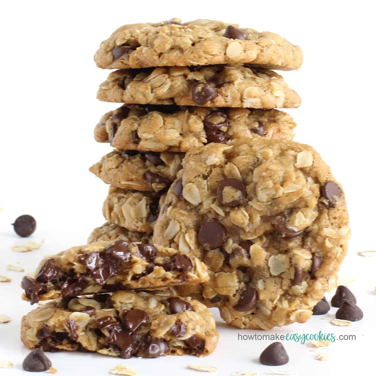 chewy chocolate chip oatmeal cookies