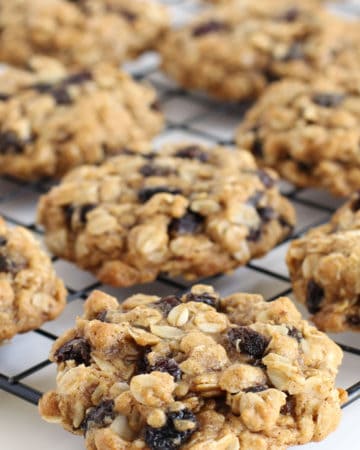 soft and chewy oatmeal raisin cookies filled with lots of plump raisins