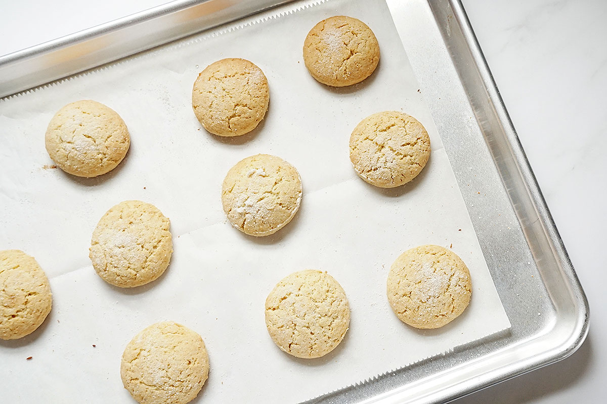 sour cream cookies on baking tray 