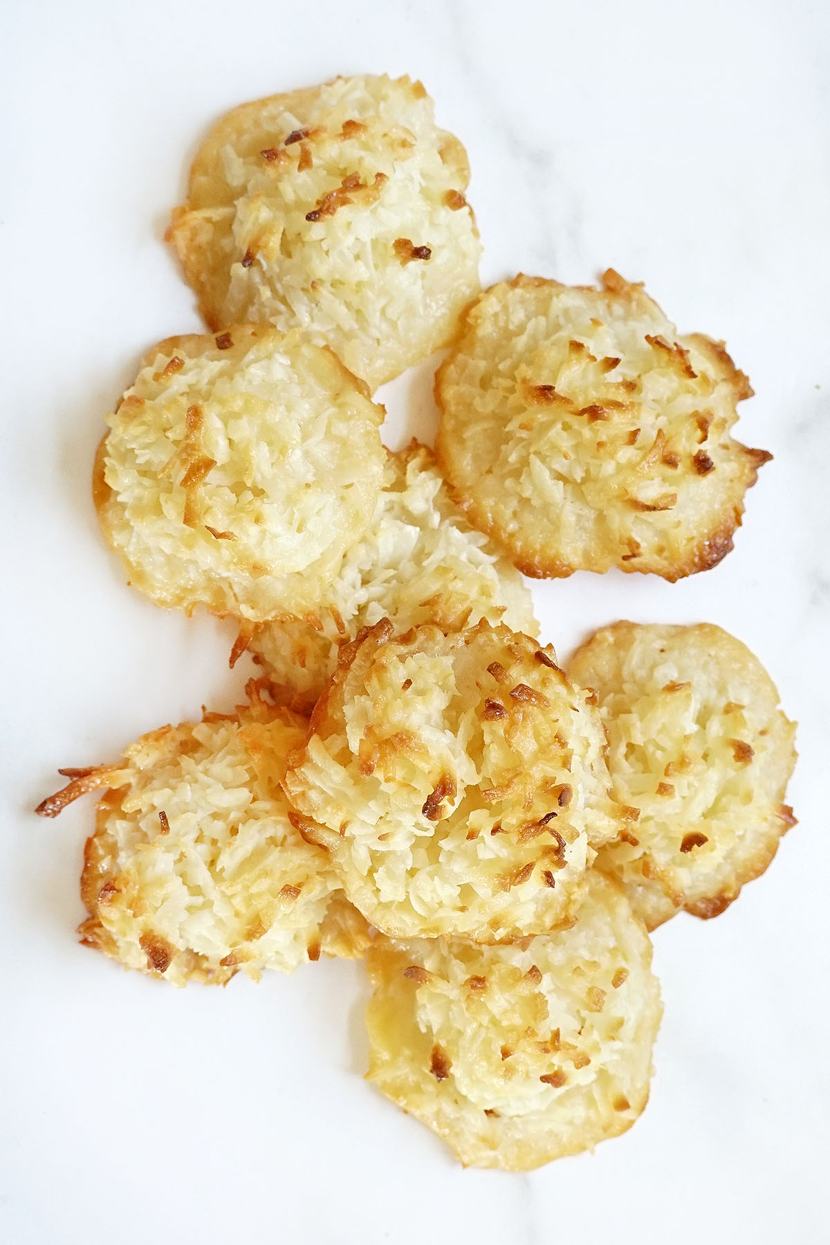 Coconut macaroons with sweetened condensed milk and sweetened coconut. 