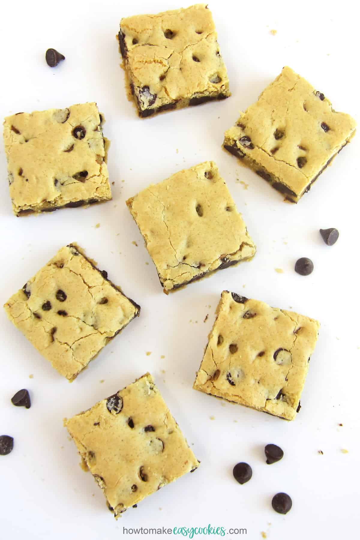 chocolate chip cake mix cookie bars with extra chocolate chips