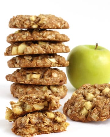 Apple Cinnamon Oatmeal Cookies with pieces of fresh Granny Smith apples