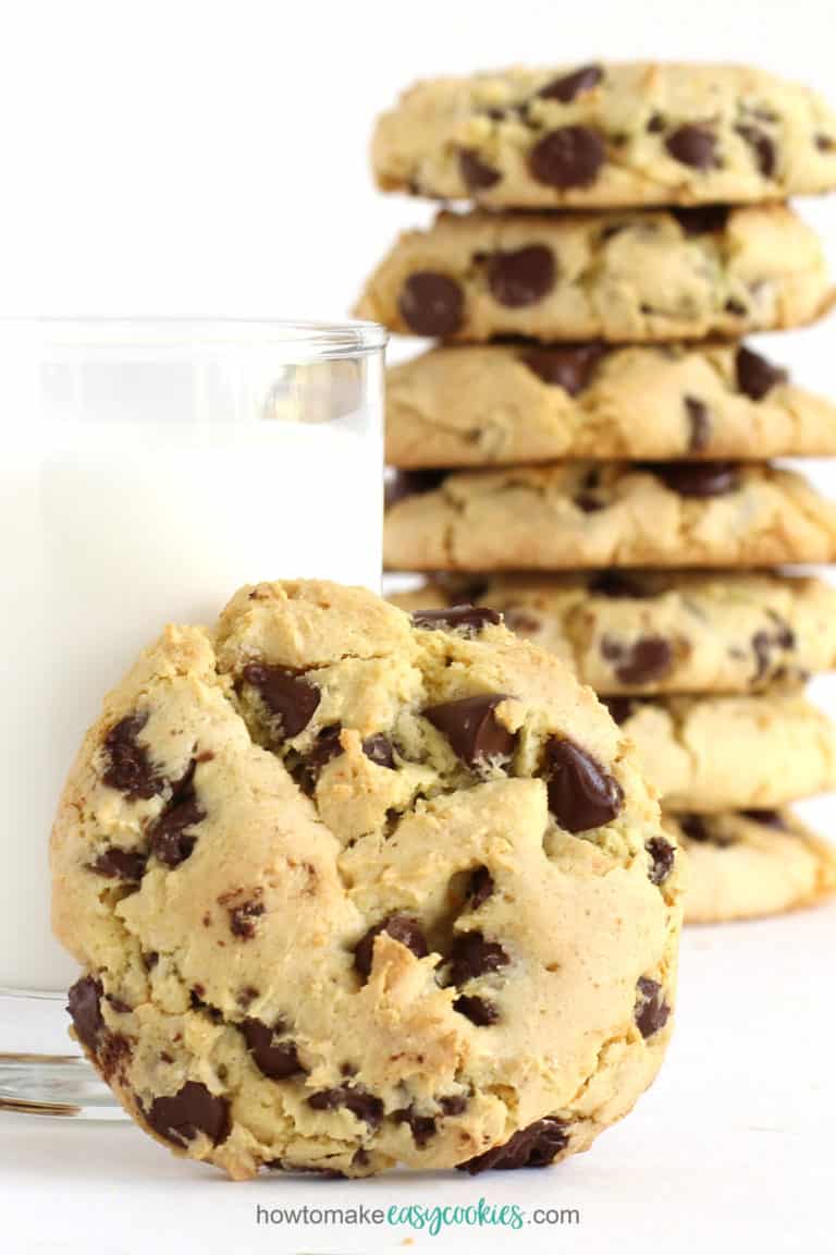 chocolate chip cake mix cookies filled with semi-sweet chocolate chips