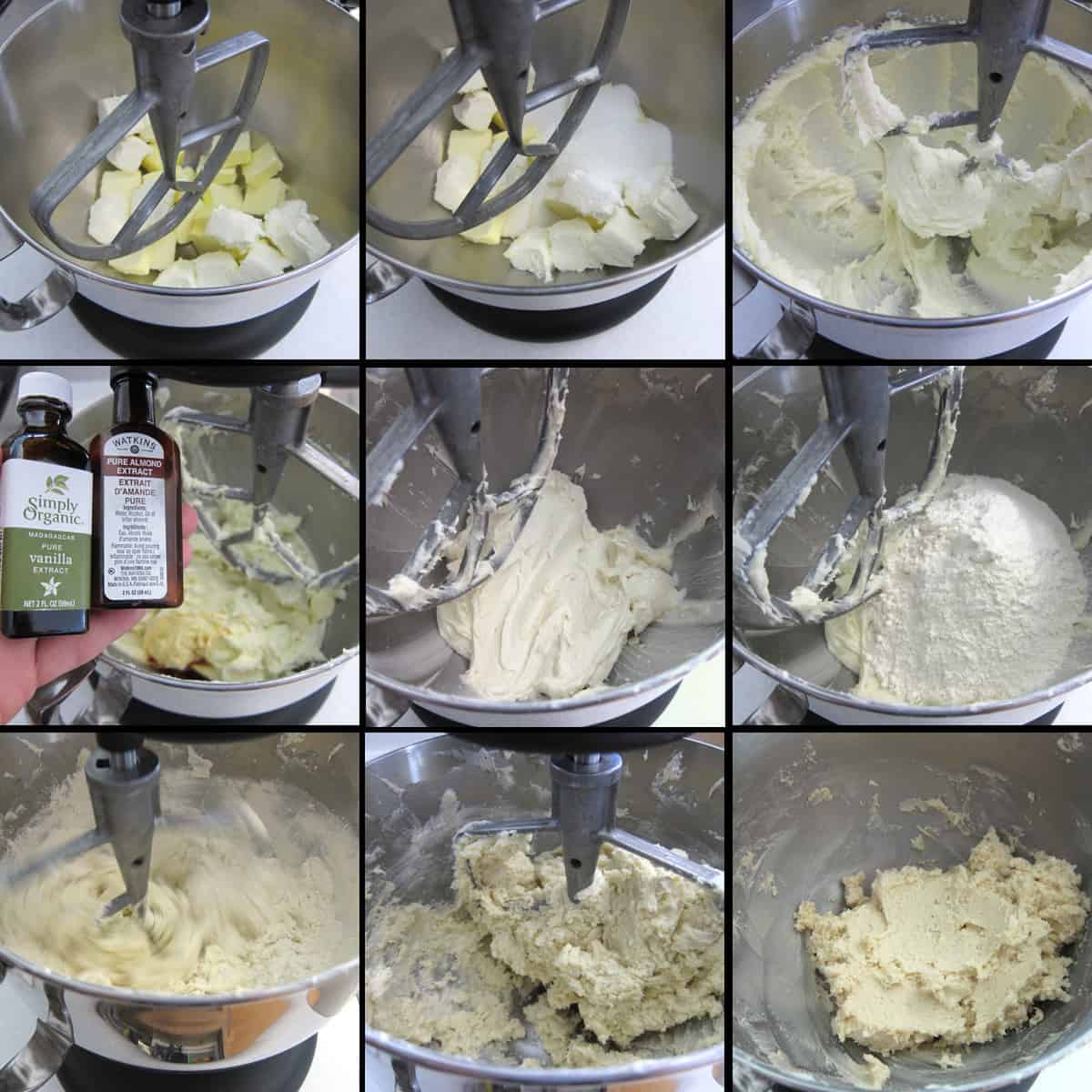 mix cream cheese sugar cookie dough in stand mixer