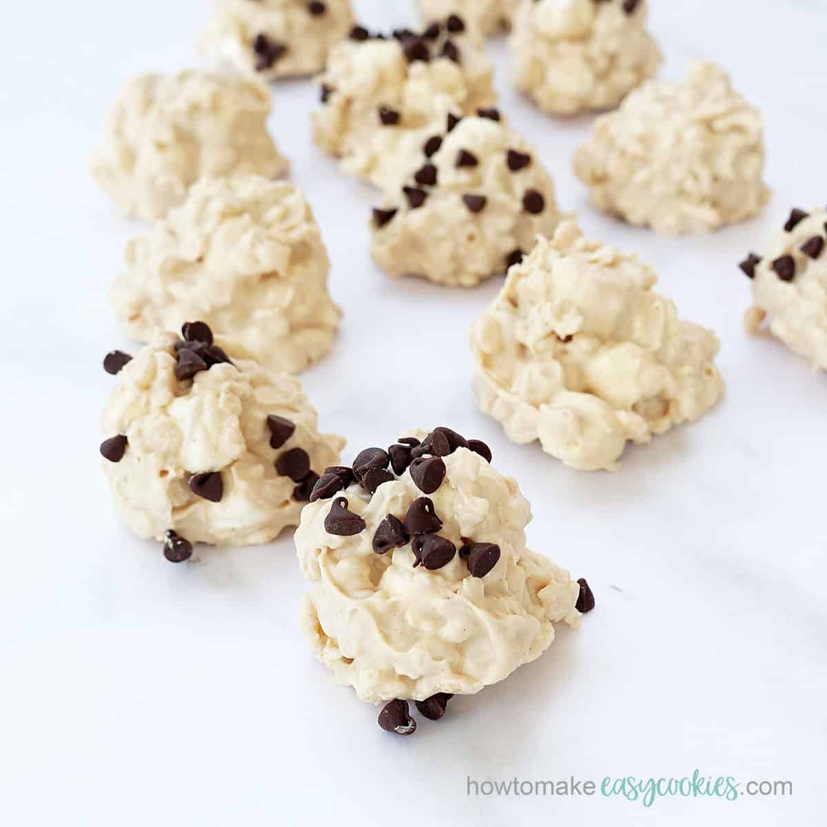 no bake avalanche cookies with vanilla candy coatingand peanut butter