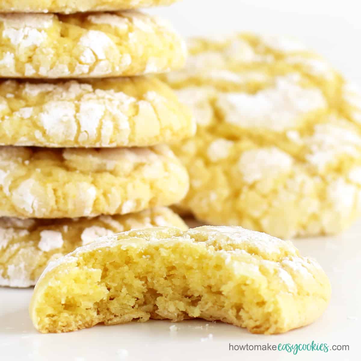 lemon cake mix cookies topped with powdered sugar