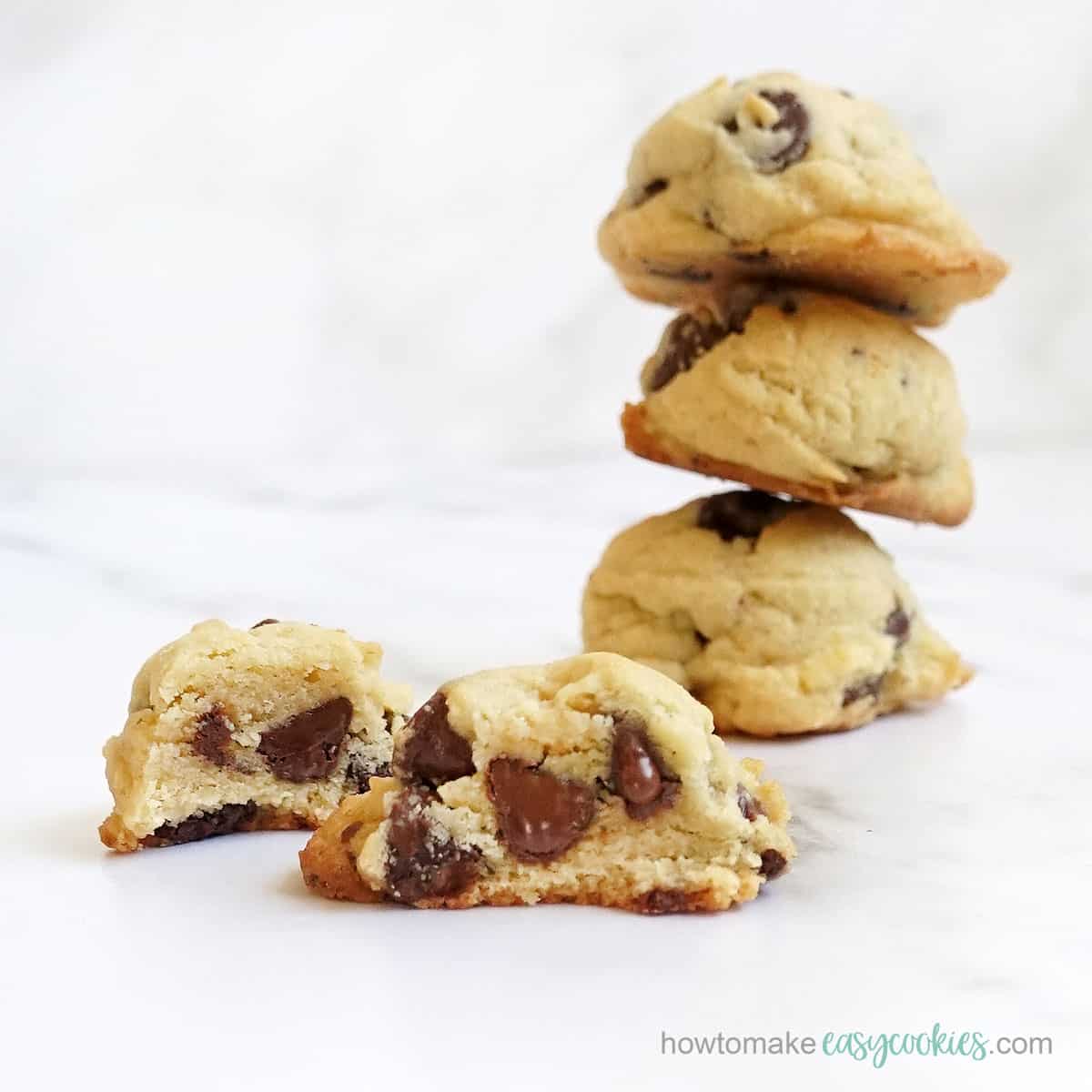stack of chocolate chip pudding cookies