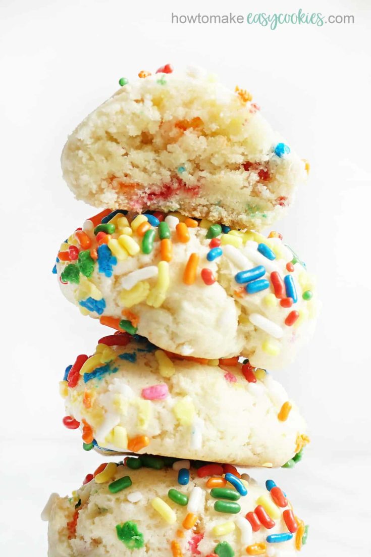 stacked Funfetti cake mix cookies