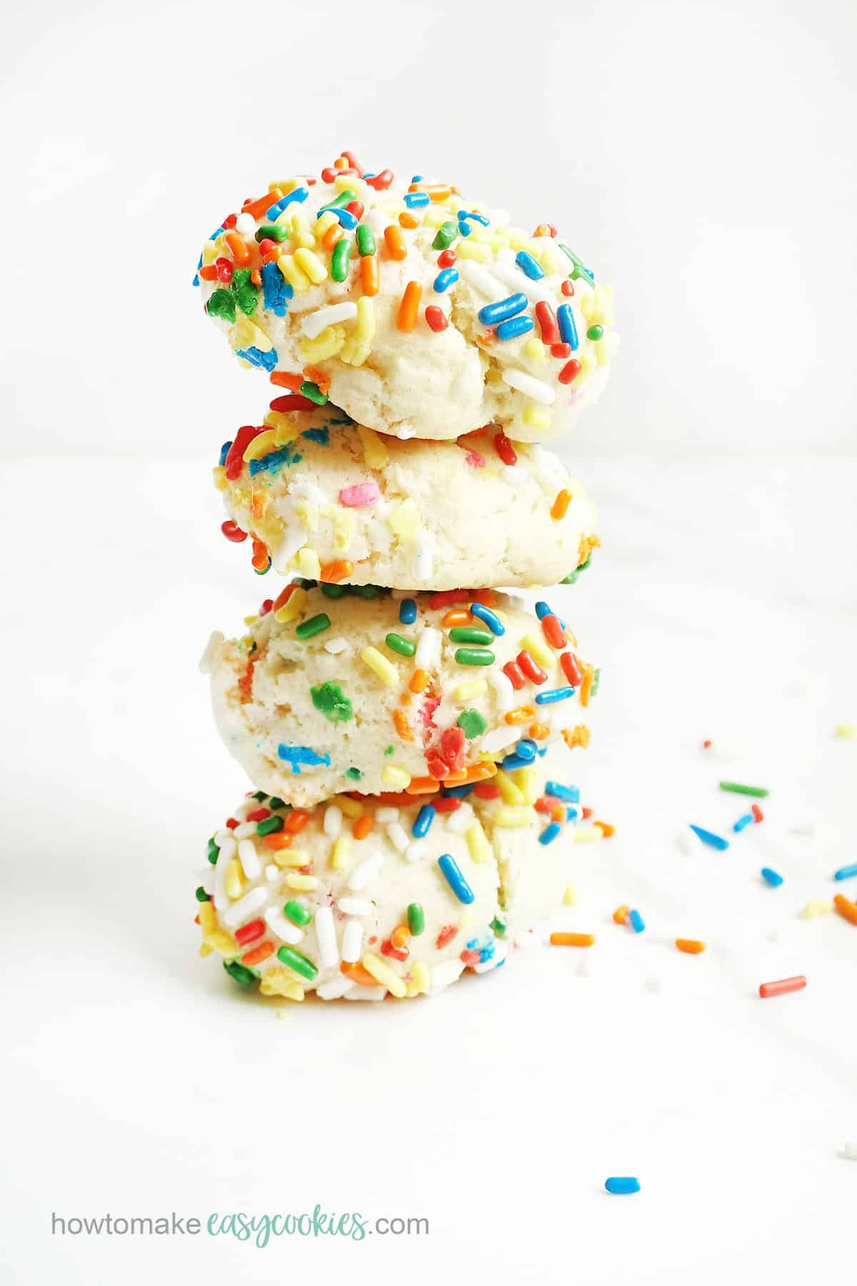 stacked stacked Funfetti cake mix cookies 