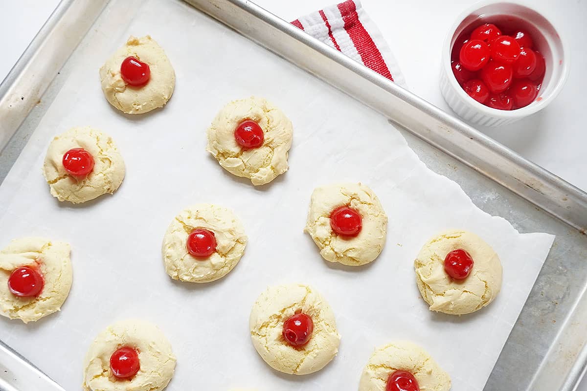 topping pineapple cake mix cookies with cherries