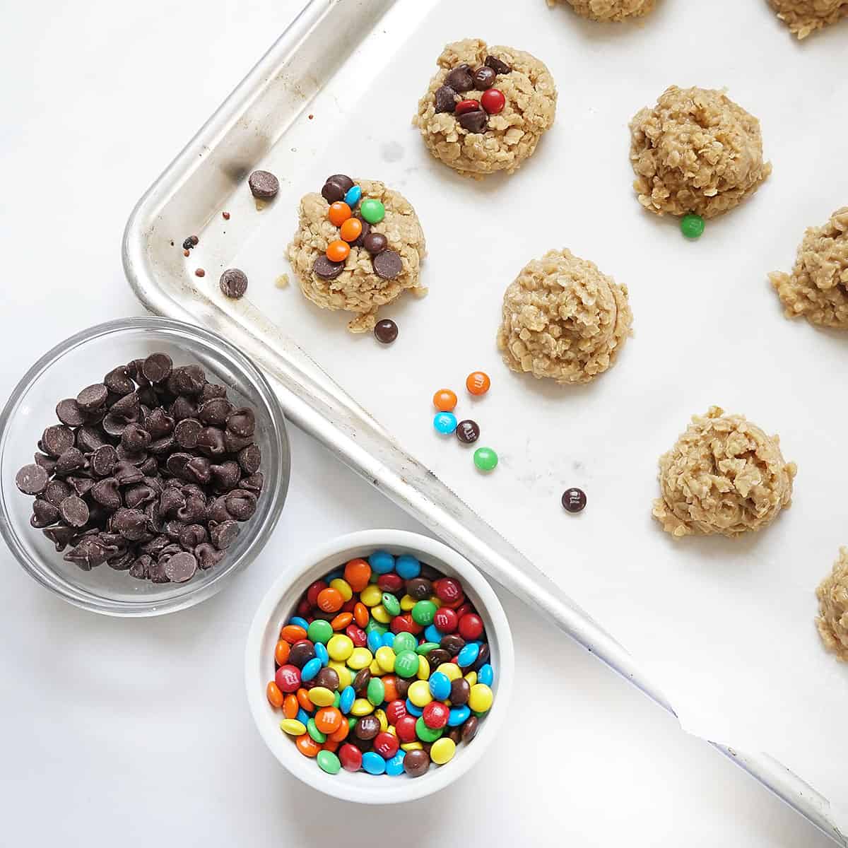 adding candy to no bake monster cookies