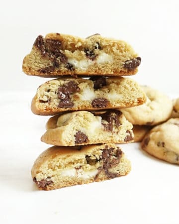 chocolate chip cookies stuffed with cheesecake