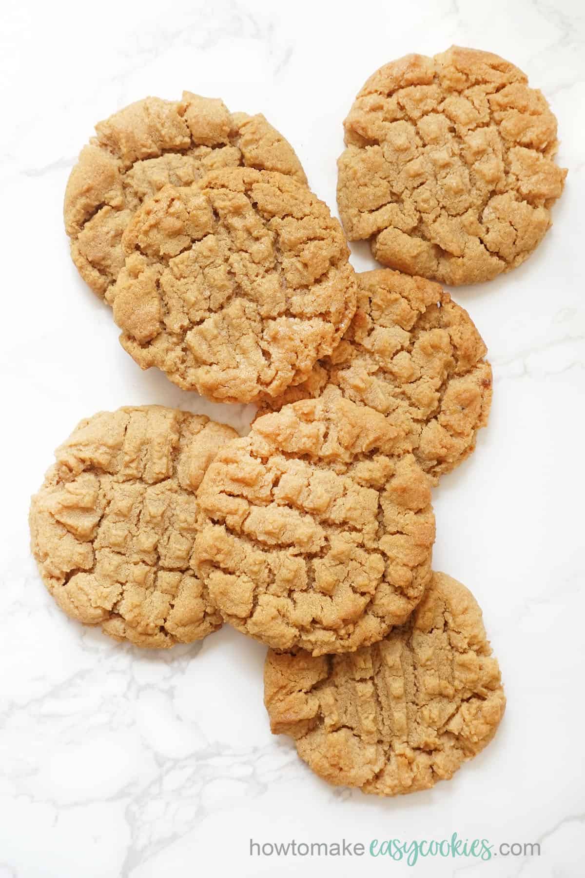 overhead image of gluten free peanut butter cookies