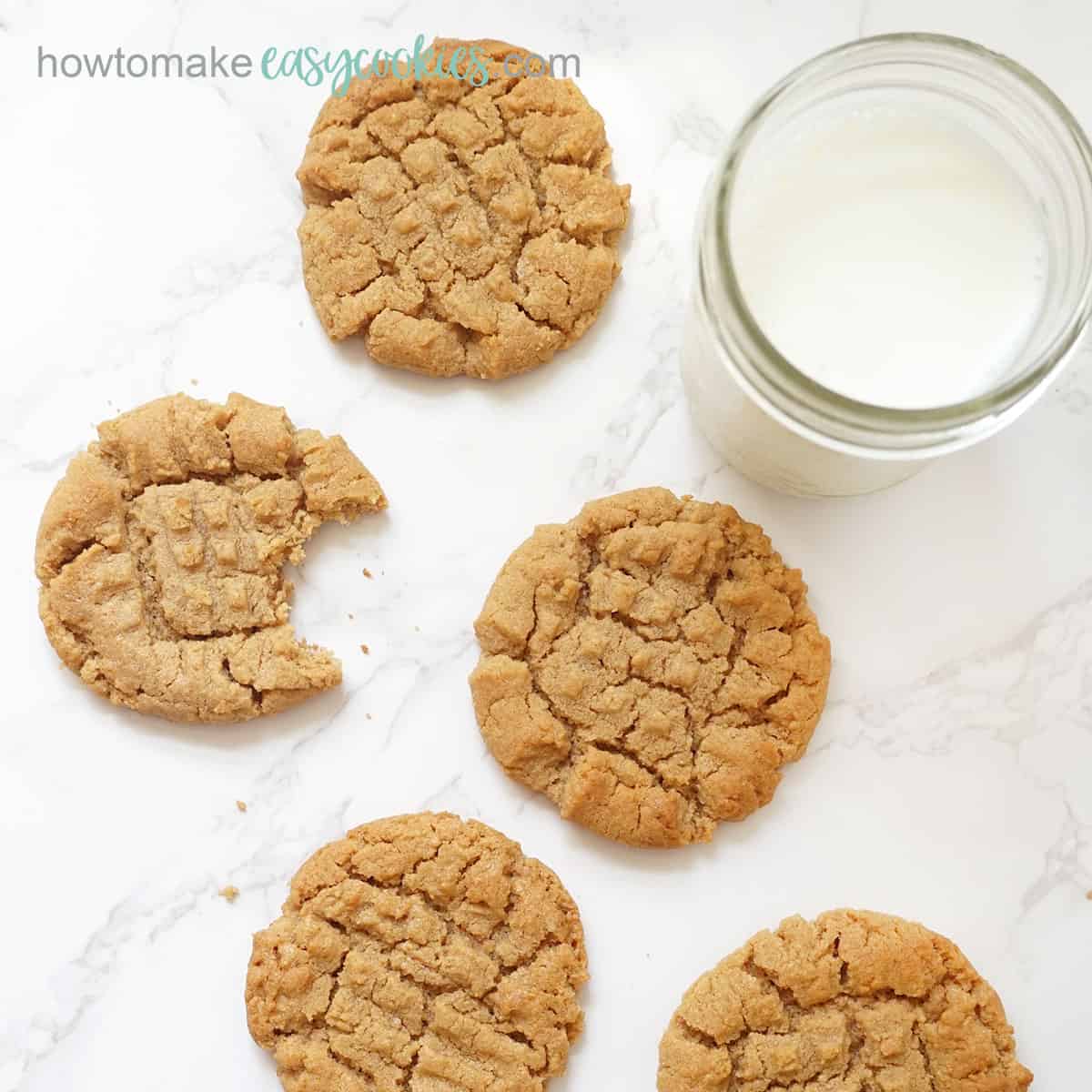 no flour peanut butter cookies with glass of milk