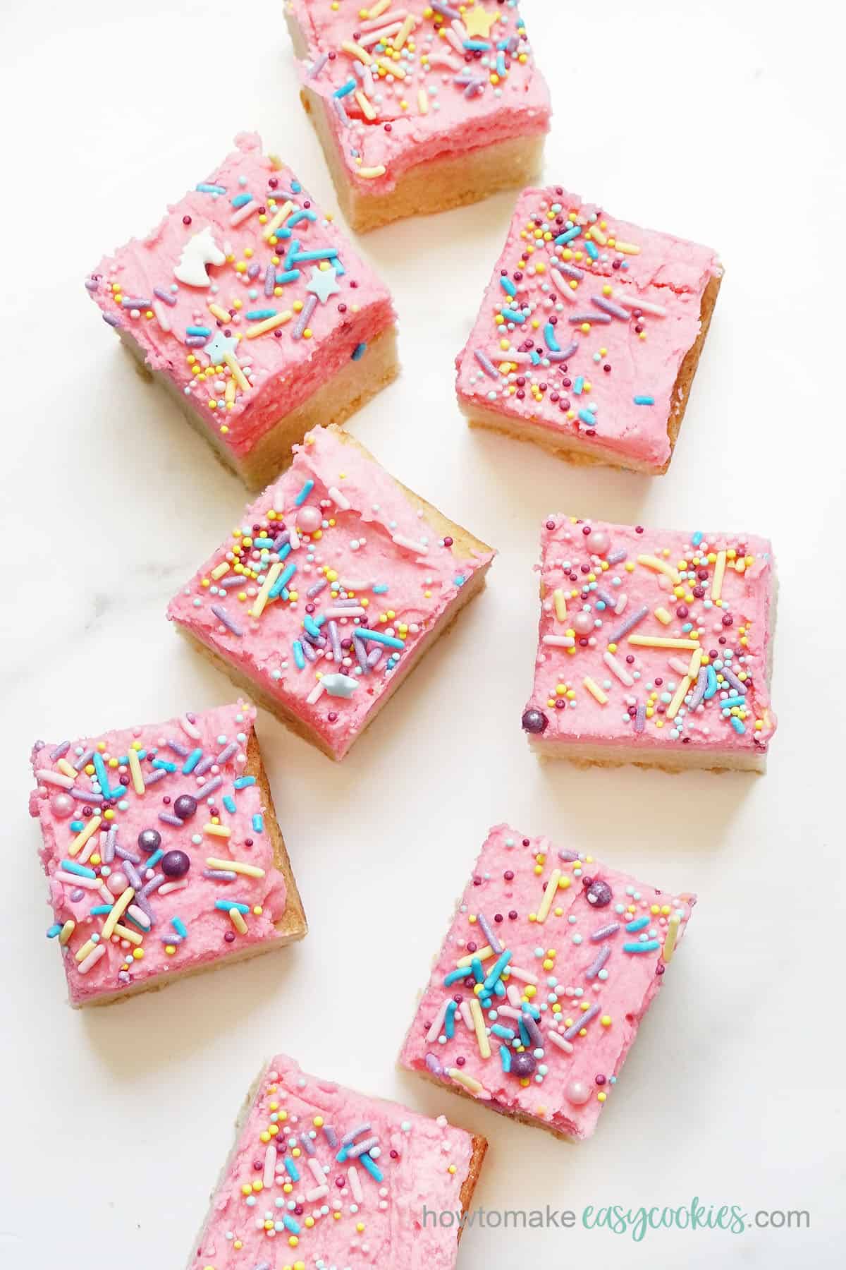 frosted sugar cookie bars with sprinkles