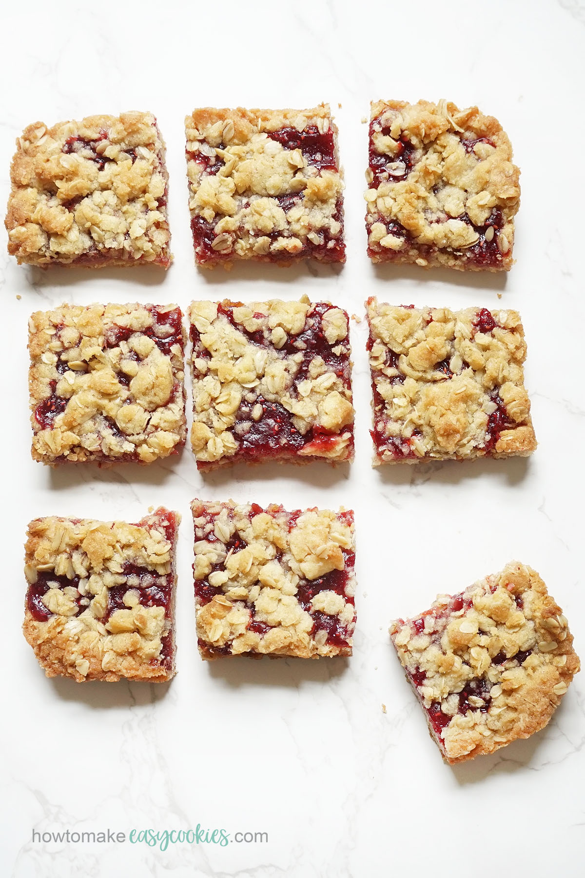 cookie bars with raspberry and oatmeal