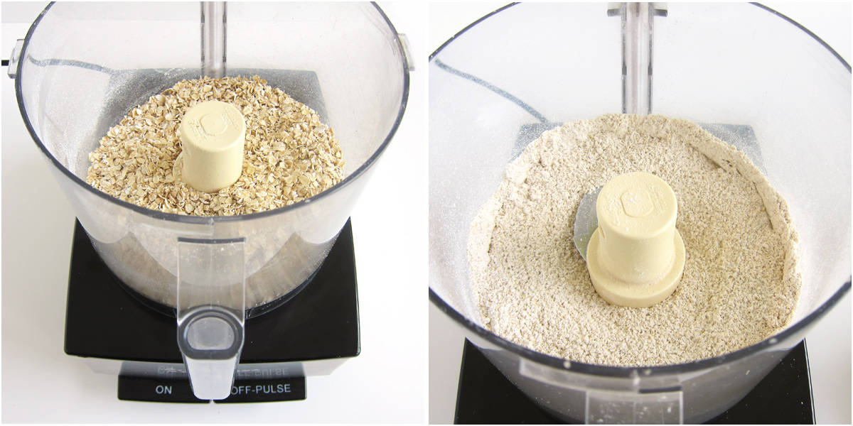 making homemade oat flour using a food processor