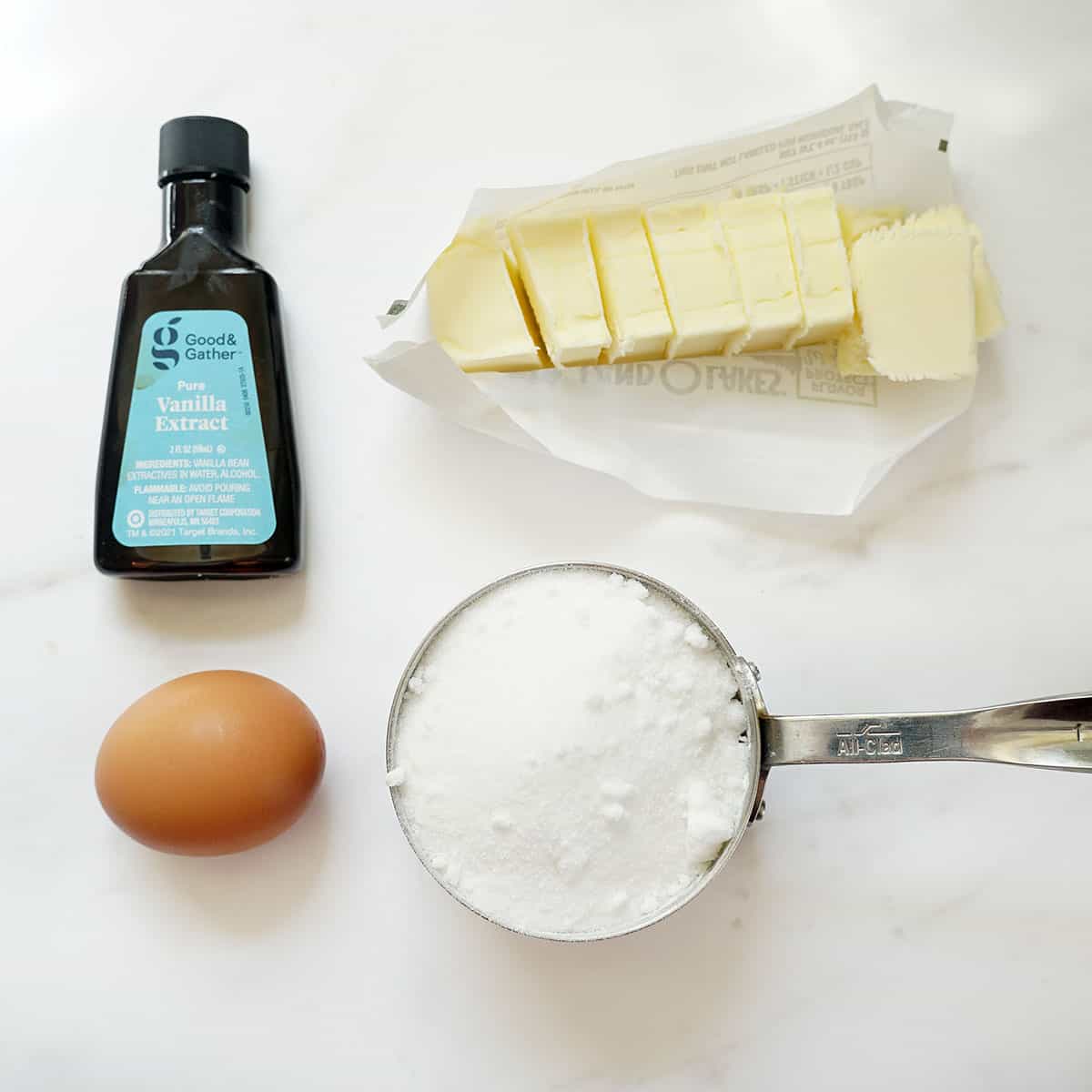 ingredients vanilla extract, butter, egg, sugar
