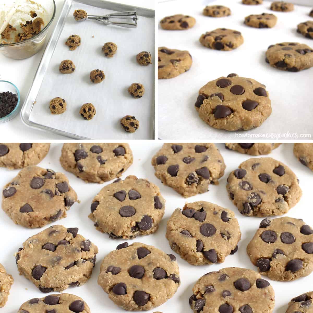 scoop then flatten the no-bake chocolate chip oatmeal cookies