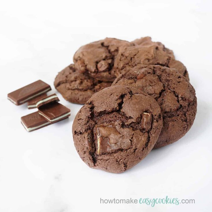 mint chocolate chip cake mix cookies with andes candies