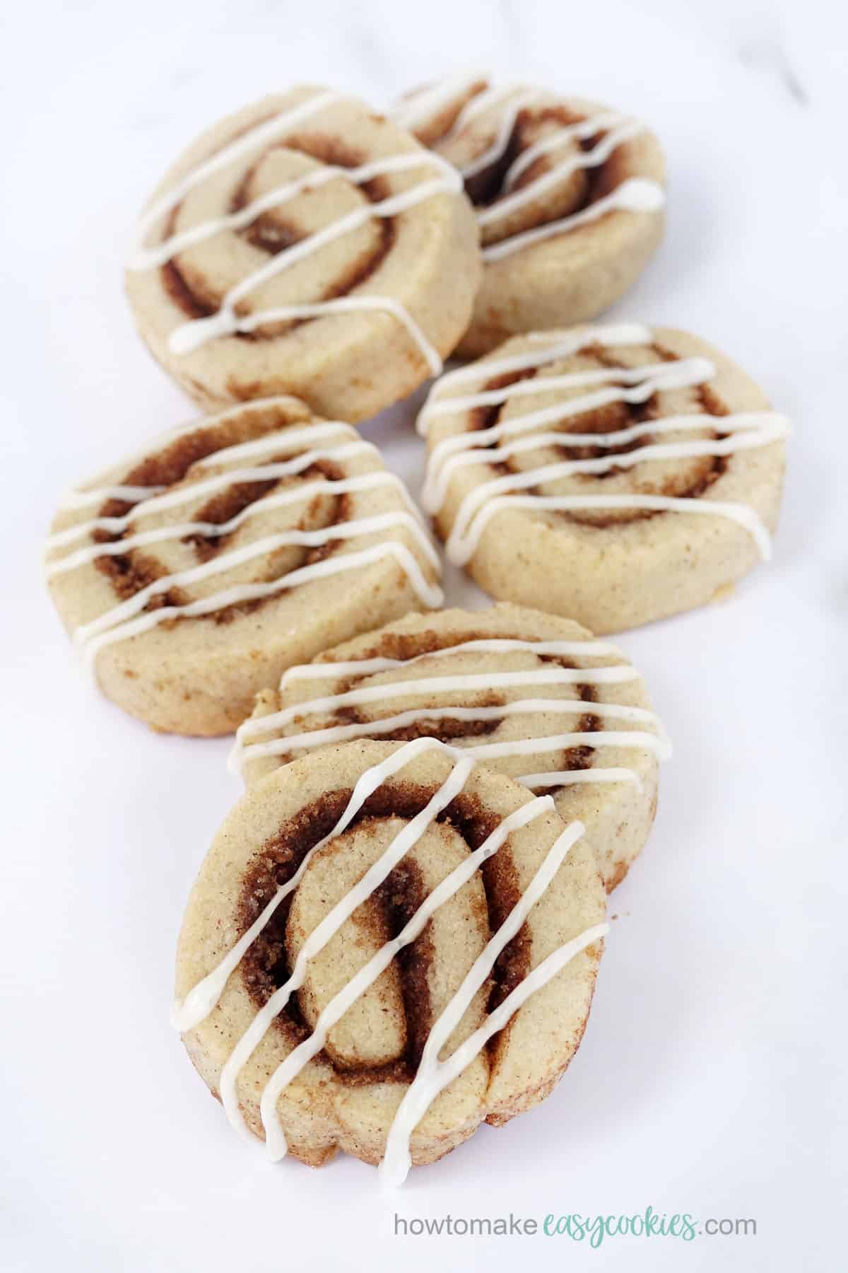 slice and bake cinnamon roll cookies with icing