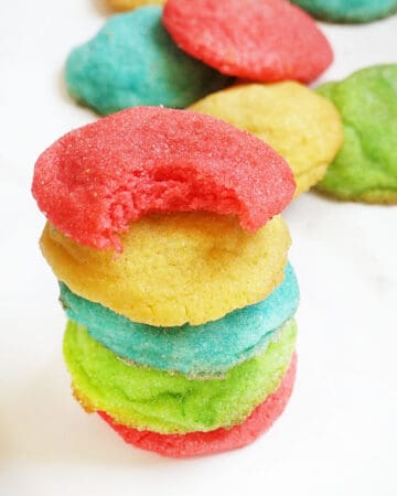 stack of rainbow sugar cookies with Jello