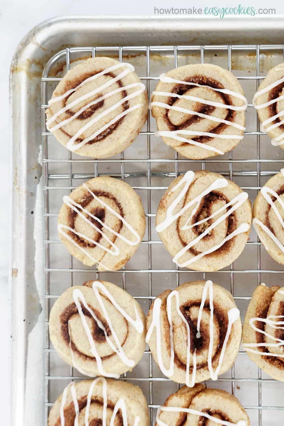 baking tray with cinnamon roll refrigerator cookies