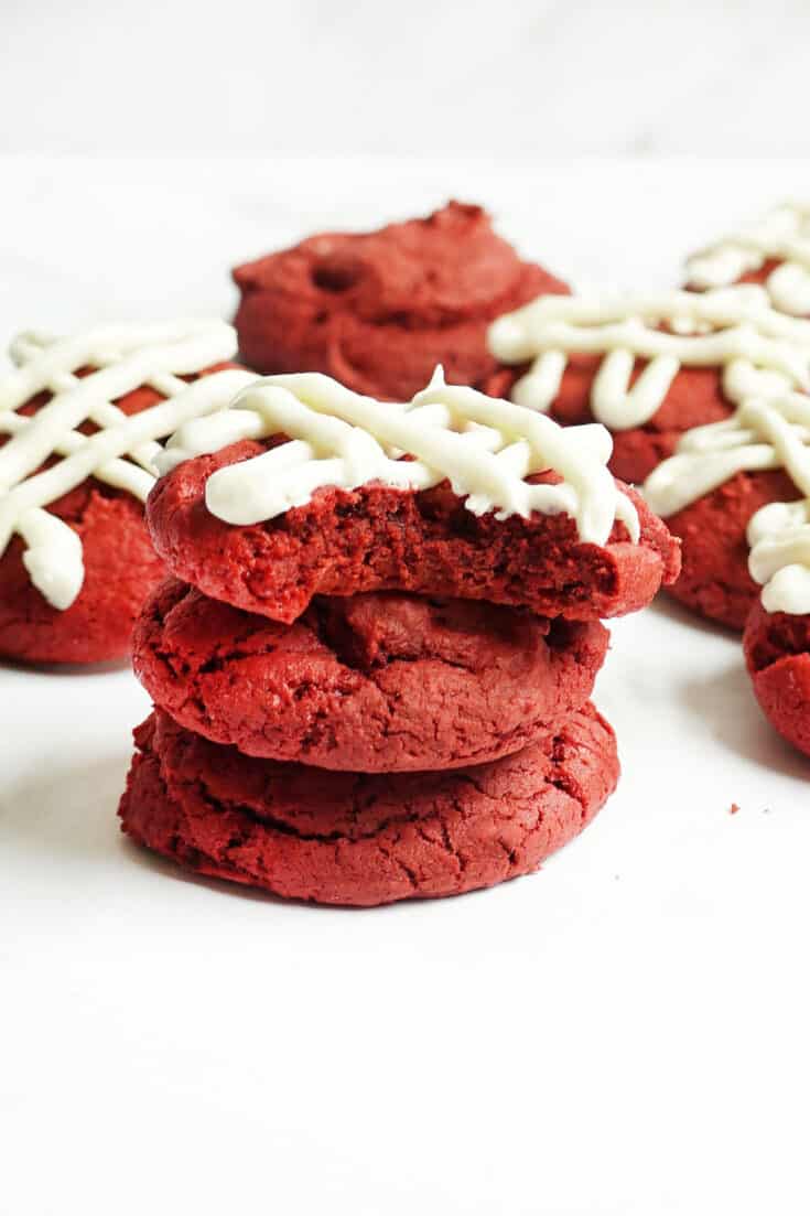 red velvet cake mix cookies with homemade cream cheese frosting
