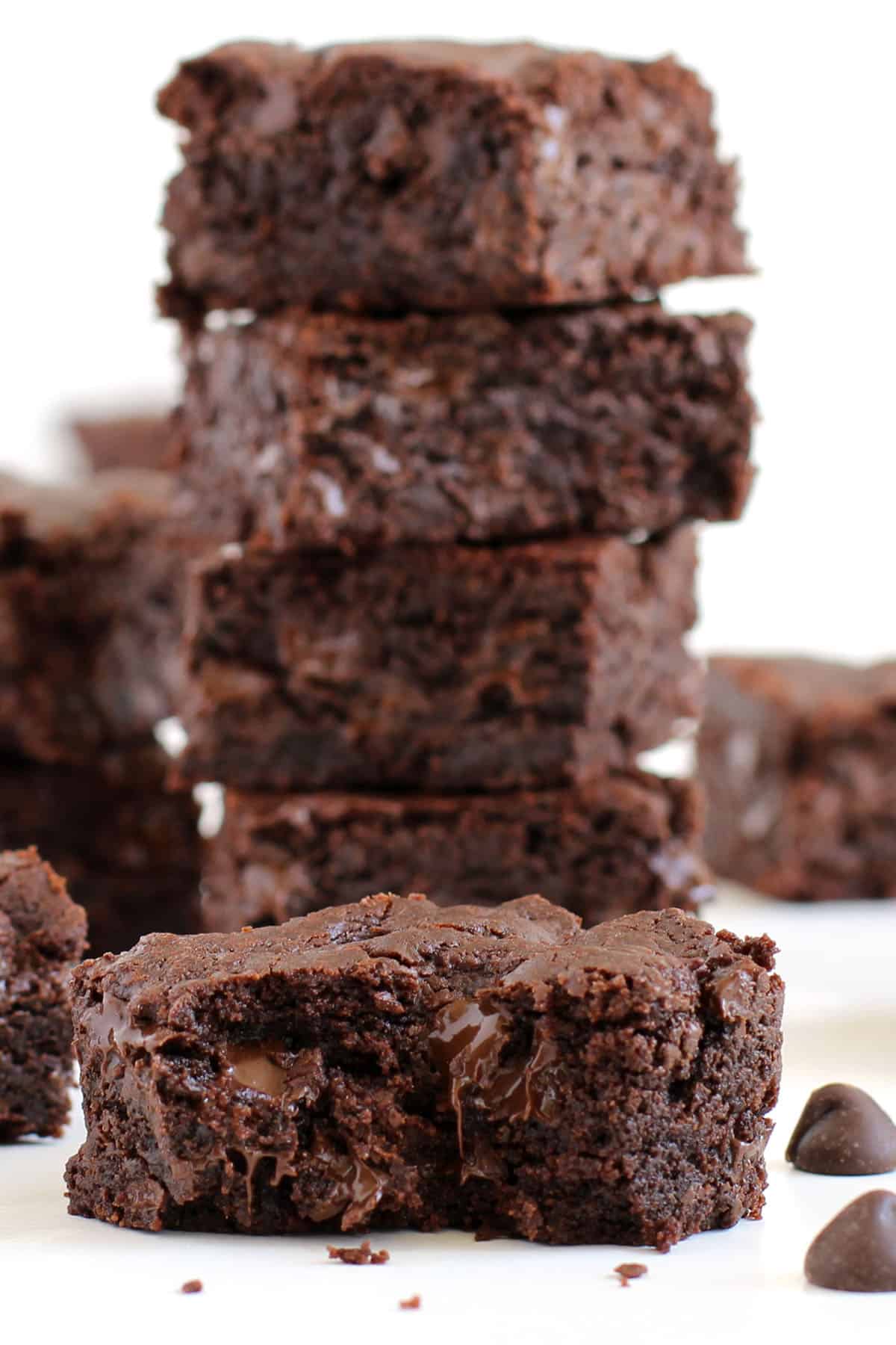 double chocolate cookie bars filled with gooey chocolate chips