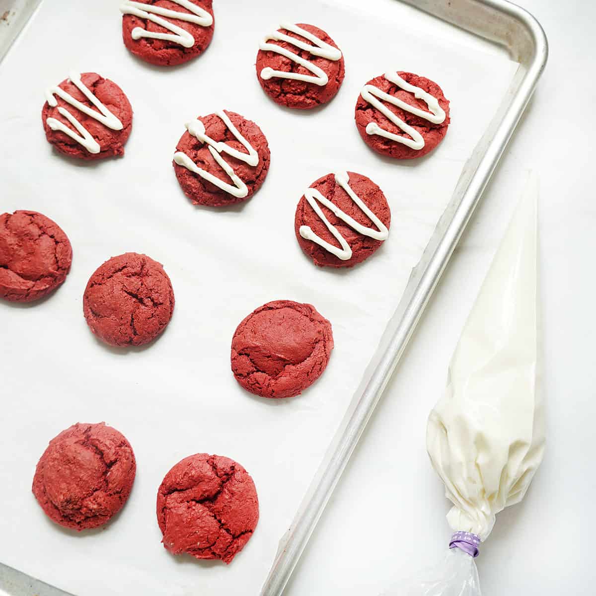 icing red velvet cake mix cookies with cream cheese frosting