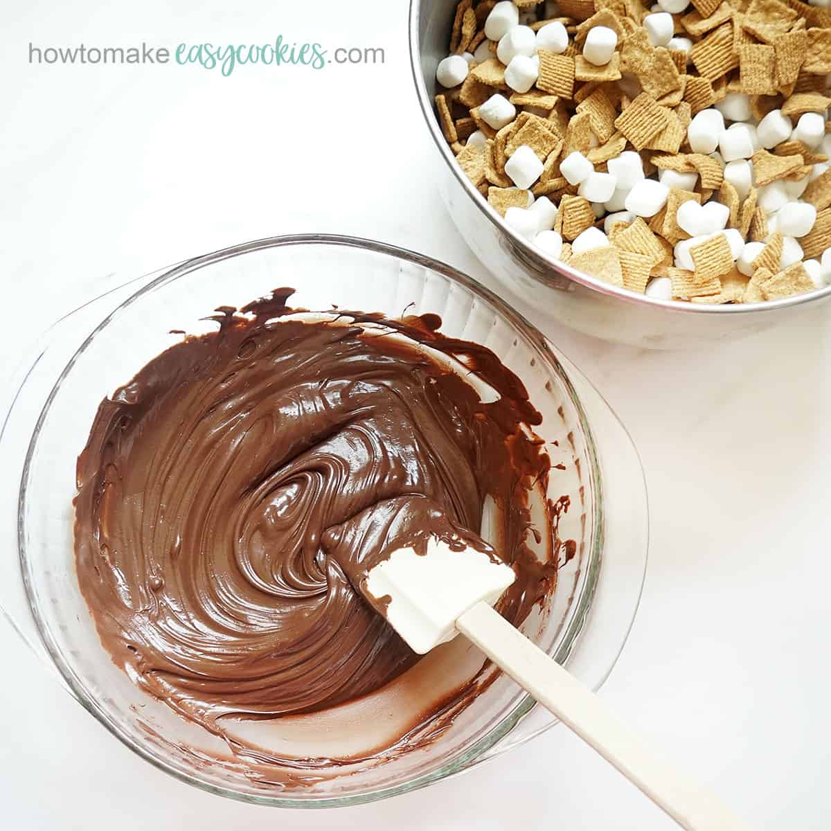 melted chocolate to stir into Golden Grahams cereal and mini marshmallows