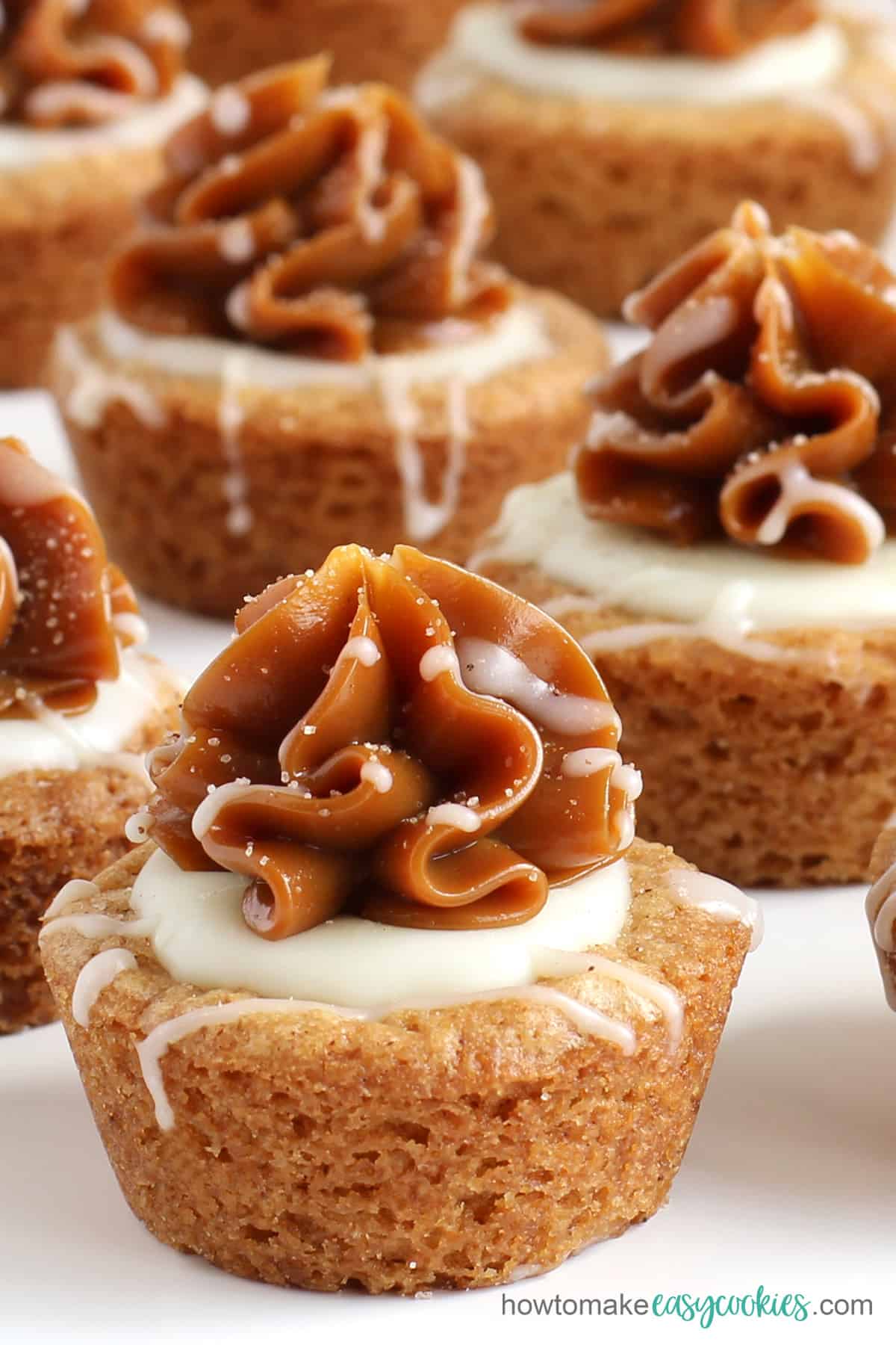 mini caramel and white chocolate Snickerdoodle cookie cups