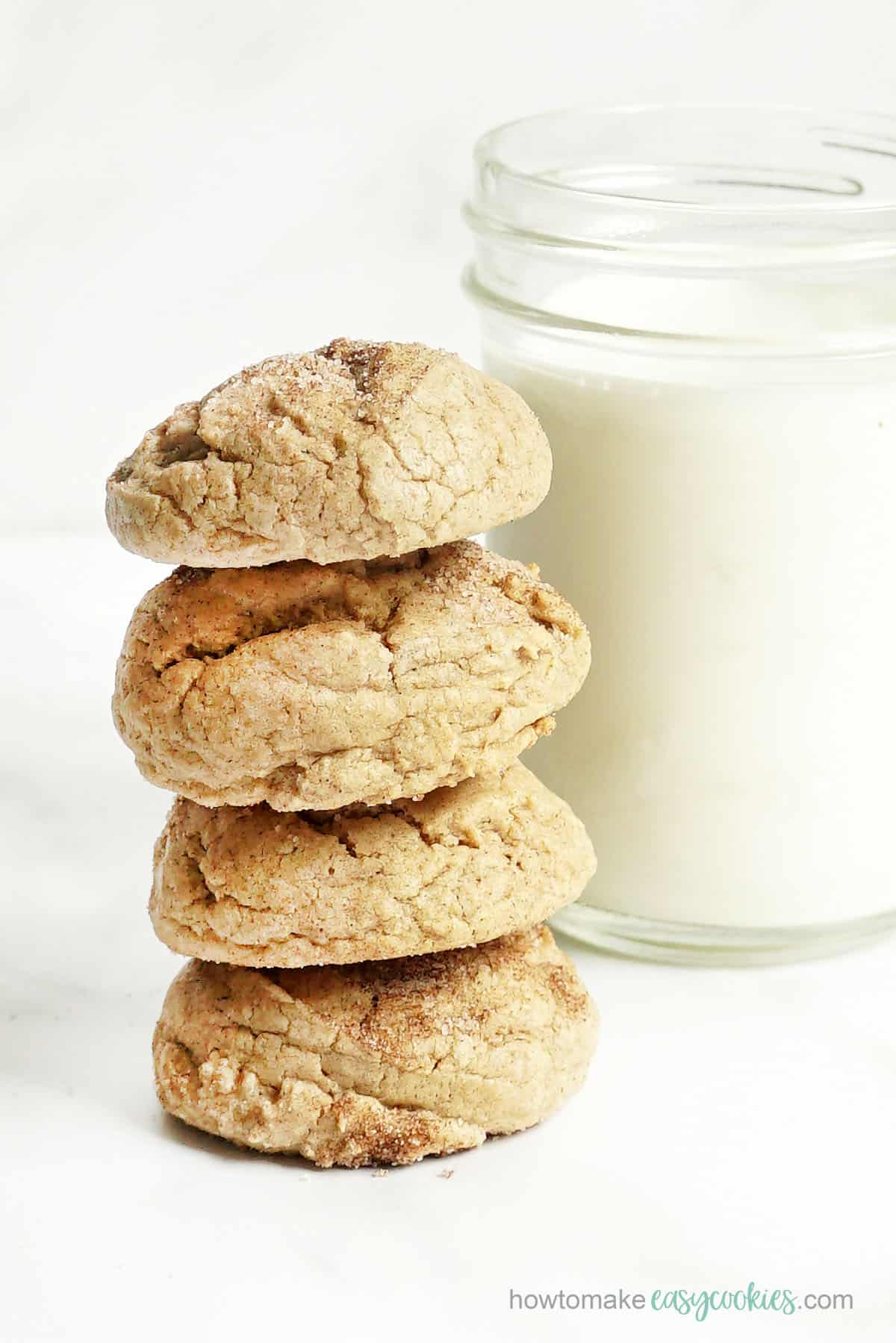 spice cake mix cookies with glass of milk