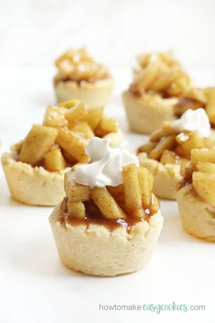 apple pie bites with shortbread cookie cups