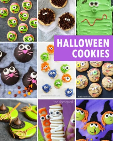 collage of Halloween decorated cookie ideas