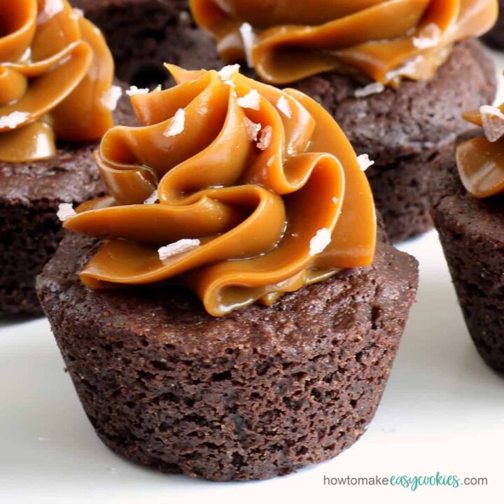 chocolate cookie cups with salted caramel