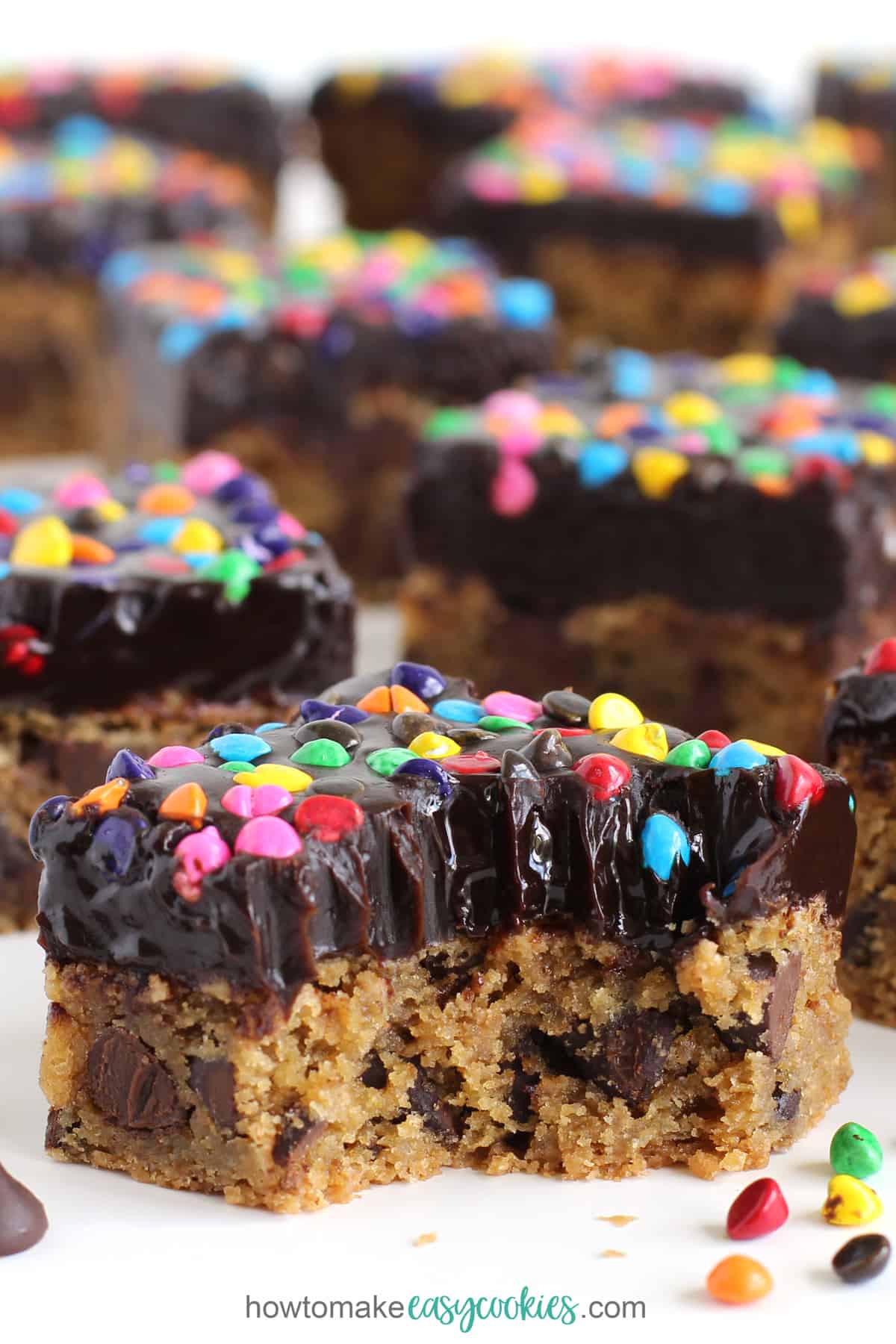 chocolate ganache topped chocolate chip cookie bars recipe image
