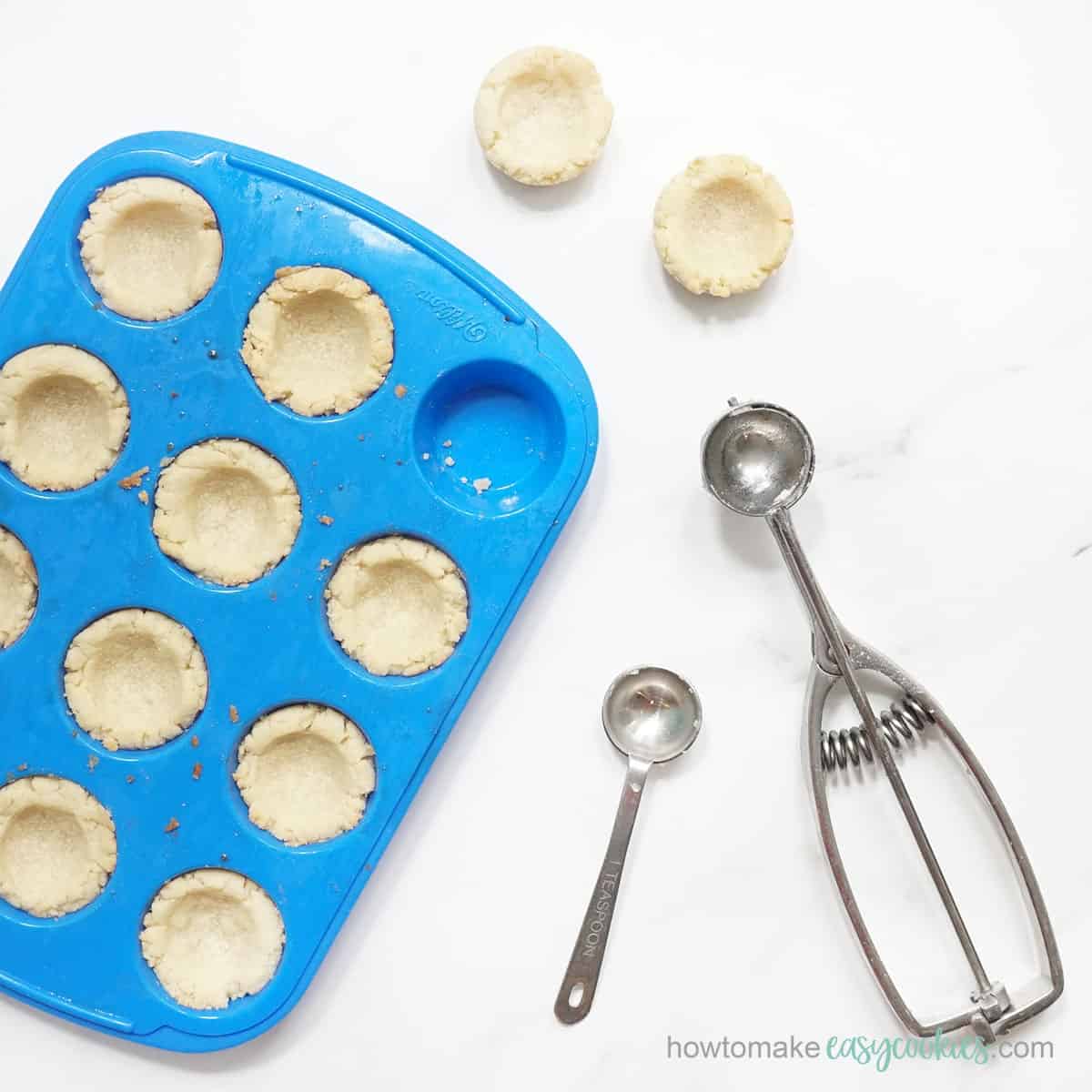 apple pie cookie cups in silicone muffin pan