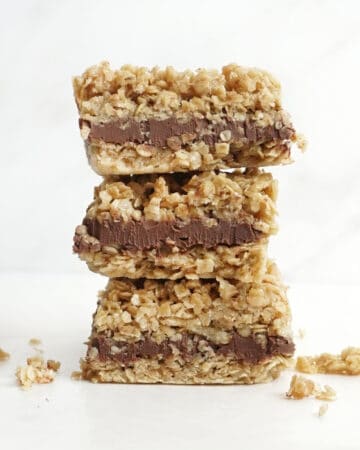 no-bake chocolate peanut butter bars with oatmeal