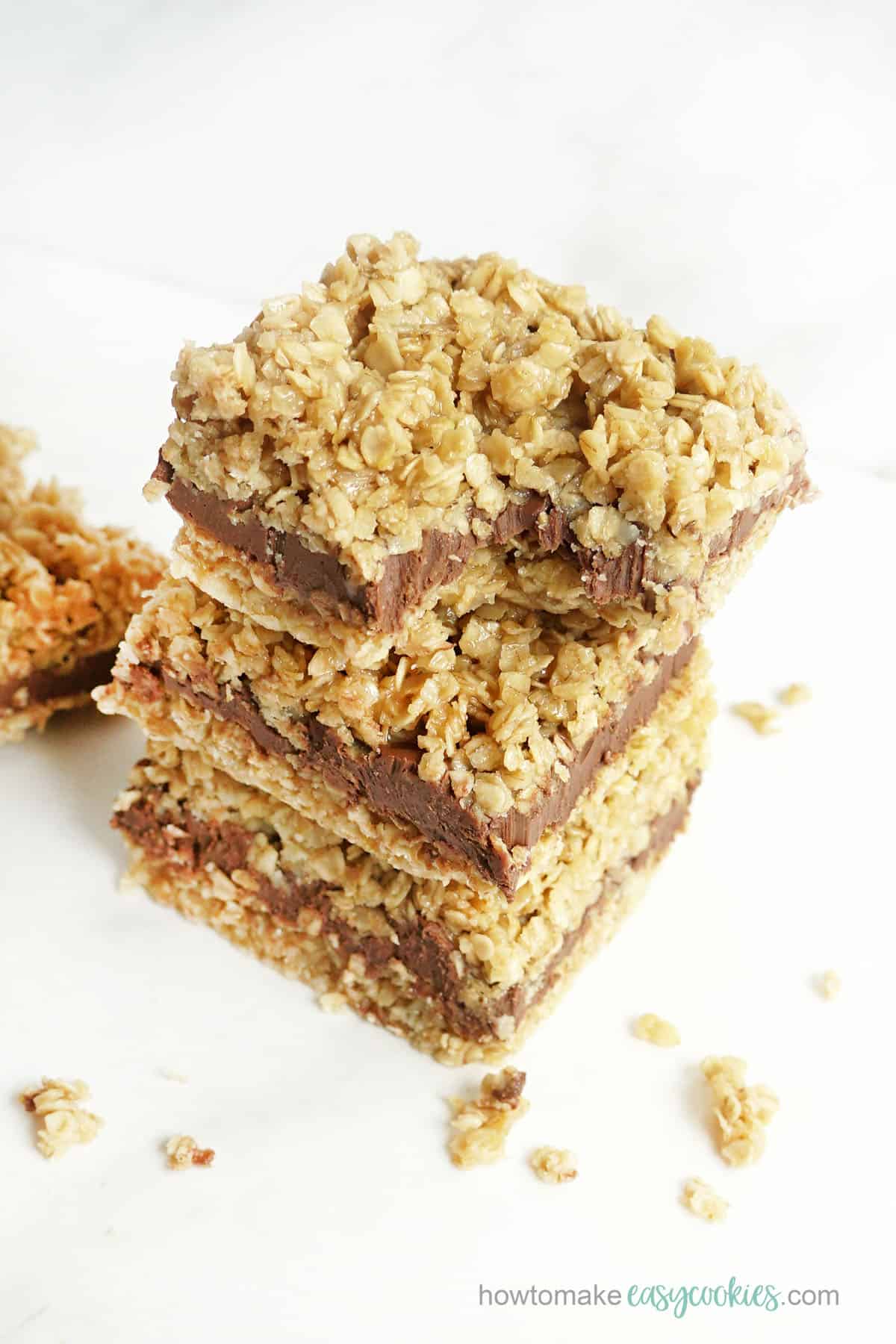 chocolate peanut butter no-bake bar cookies with oatmeal