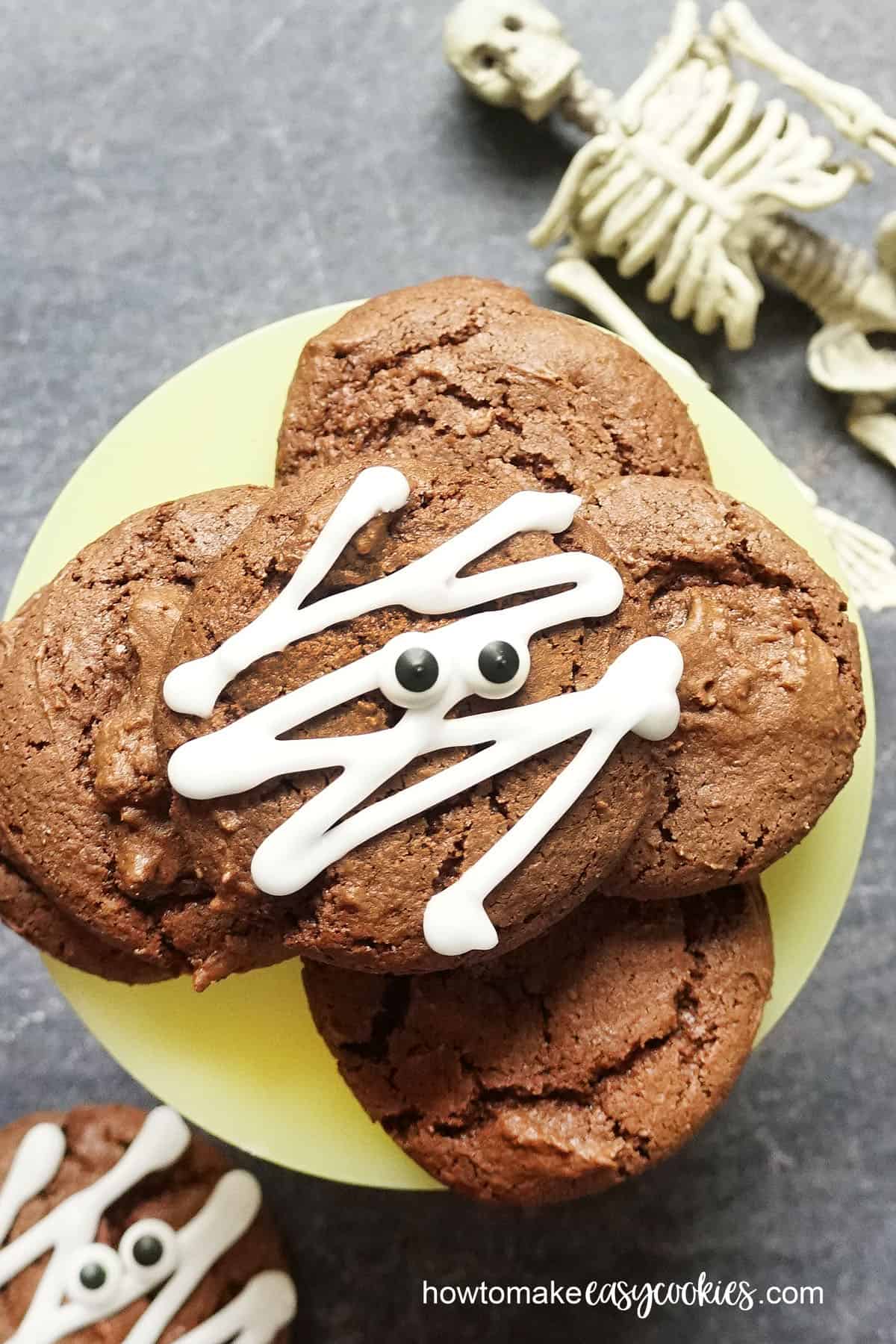 chocolate cake mix mummy cookies