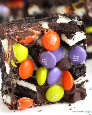 OREO Magic Bars topped with Halloween M&M's