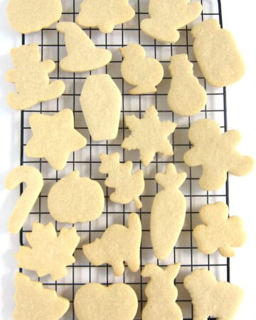 no-spread cut-out cookies sugar cookies on a cooling rack
